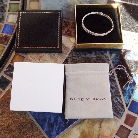 Rare & Retired - David Yurman Diamond Crossover Bracelet - 925 Sterling - Size S - Picture 3 of 14